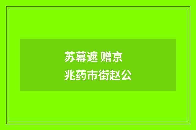 苏幕遮 赠京兆药市街赵公