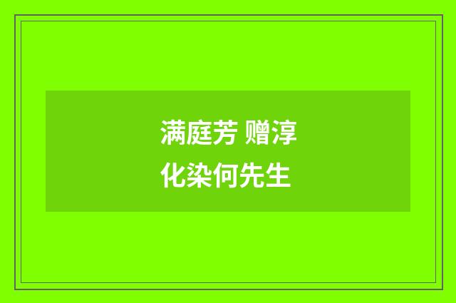 满庭芳 赠淳化染何先生
