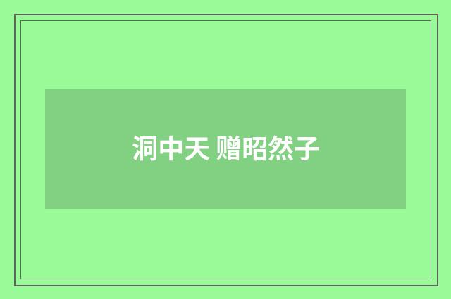 洞中天 赠昭然子