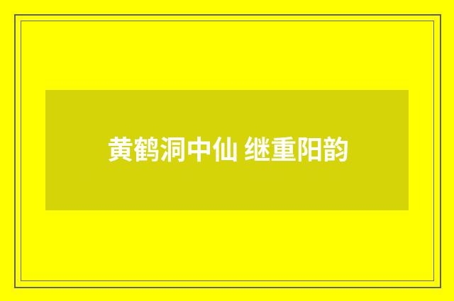 黄鹤洞中仙 继重阳韵