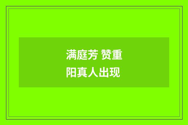 满庭芳 赞重阳真人出现