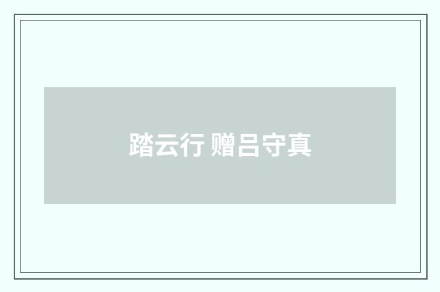 踏云行 赠吕守真