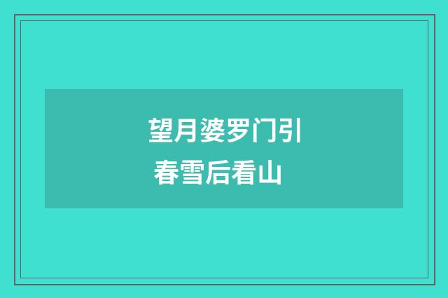 望月婆罗门引 春雪后看山