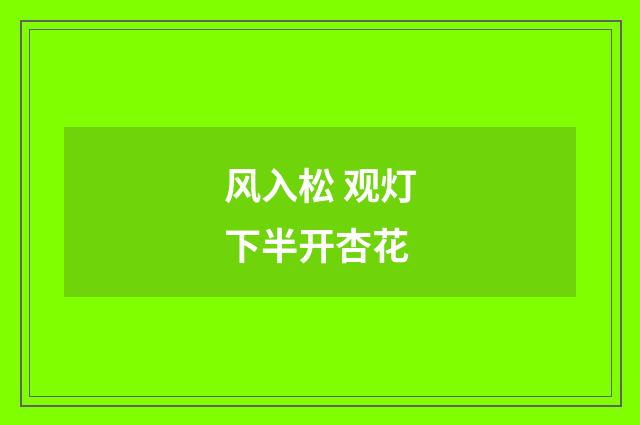 风入松 观灯下半开杏花
