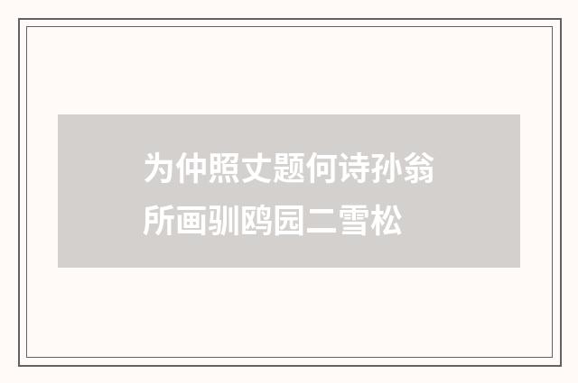 为仲照丈题何诗孙翁所画驯鸥园二雪松