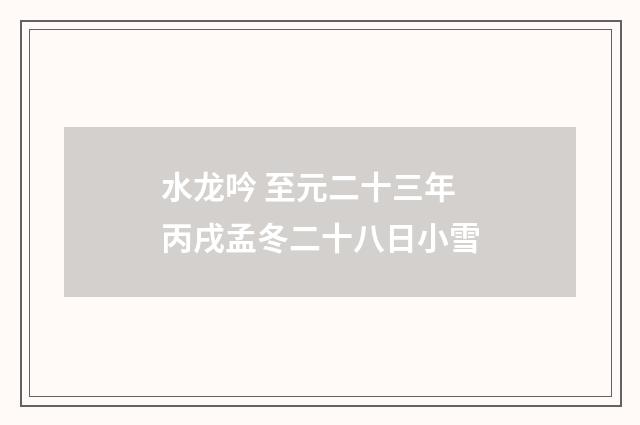 水龙吟 至元二十三年丙戌孟冬二十八日小雪