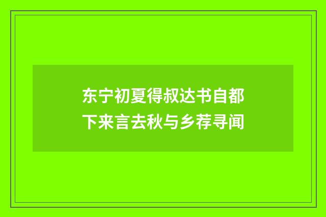 东宁初夏得叔达书自都下来言去秋与乡荐寻闻