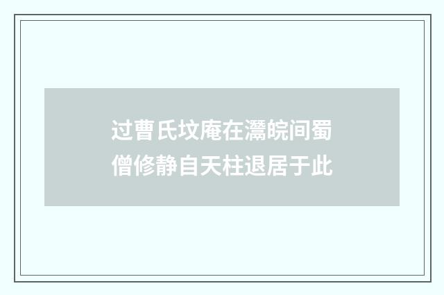 过曹氏坟庵在灊皖间蜀僧修静自天柱退居于此
