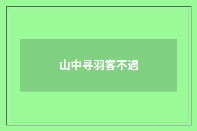 山中寻羽客不遇