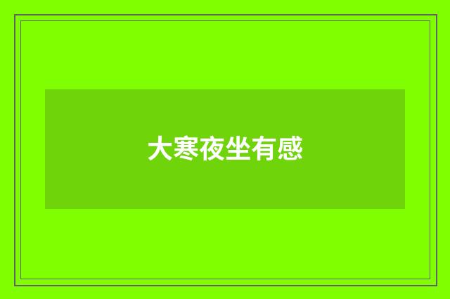 大寒夜坐有感