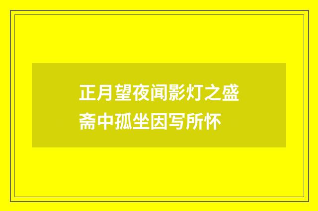 正月望夜闻影灯之盛斋中孤坐因写所怀