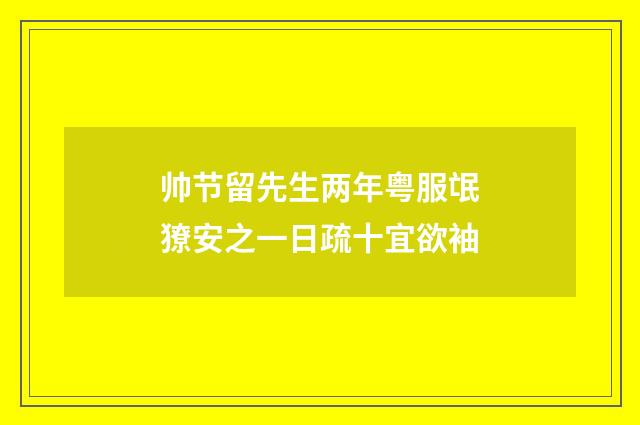 帅节留先生两年粤服氓獠安之一日疏十宜欲袖