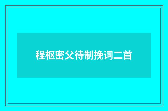 程枢密父待制挽词二首