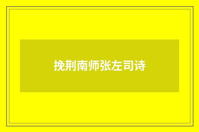 挽荆南师张左司诗