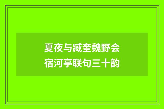 夏夜与臧奎魏野会宿河亭联句三十韵