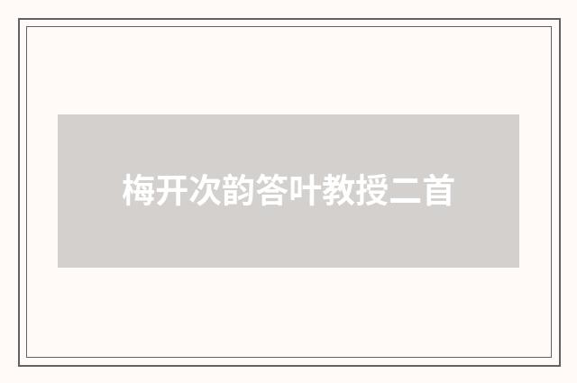 梅开次韵答叶教授二首