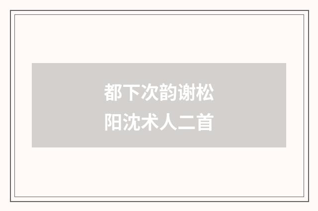 都下次韵谢松阳沈术人二首