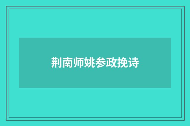 荆南师姚参政挽诗