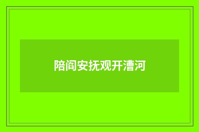 陪阎安抚观开漕河