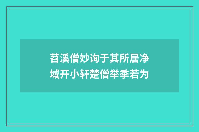 苕溪僧妙询于其所居净域开小轩楚僧举季若为