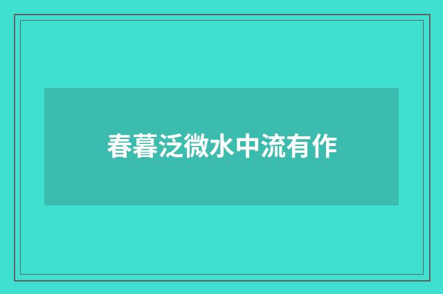 春暮泛微水中流有作
