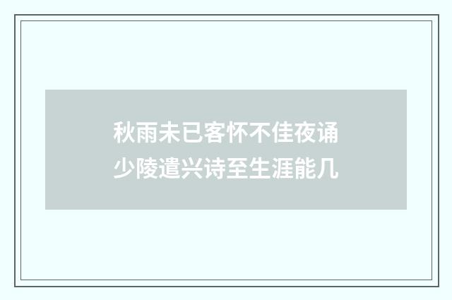 秋雨未已客怀不佳夜诵少陵遣兴诗至生涯能几