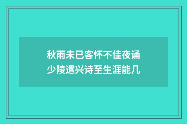 秋雨未已客怀不佳夜诵少陵遣兴诗至生涯能几