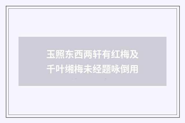 玉照东西两轩有红梅及千叶缃梅未经题咏倒用