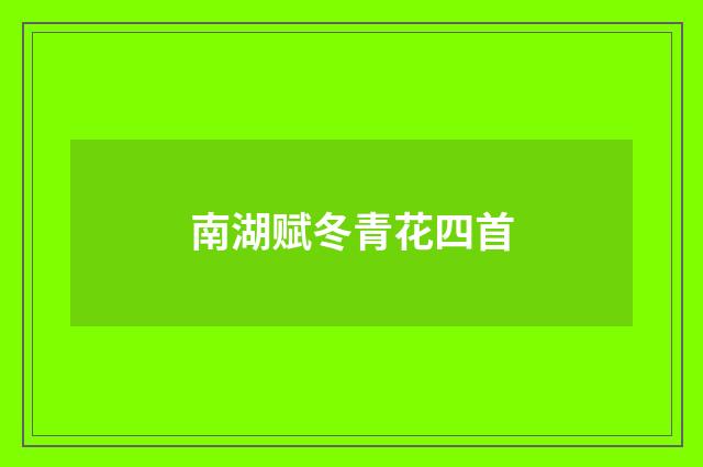 南湖赋冬青花四首