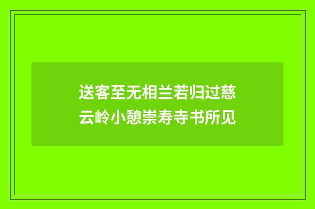 送客至无相兰若归过慈云岭小憩崇寿寺书所见