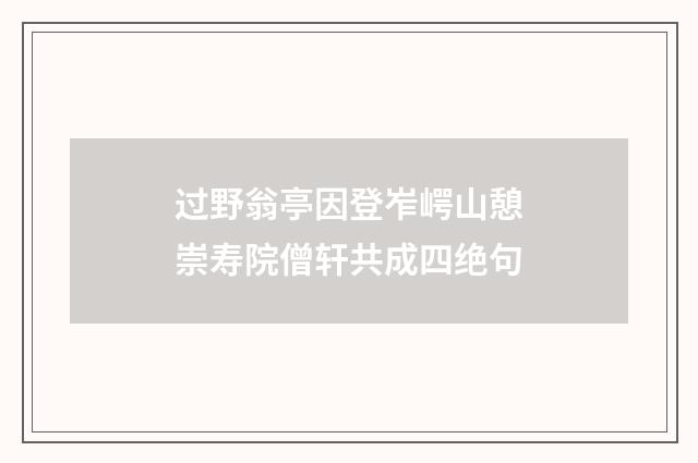 过野翁亭因登岝崿山憩崇寿院僧轩共成四绝句