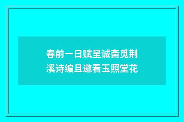 春前一日赋呈诚斋觅荆溪诗编且邀看玉照堂花