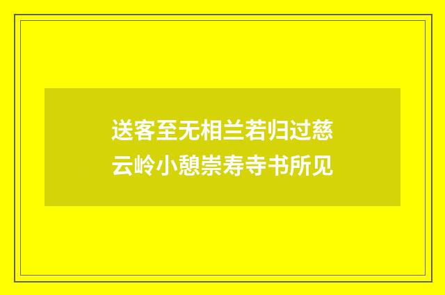 送客至无相兰若归过慈云岭小憩崇寿寺书所见
