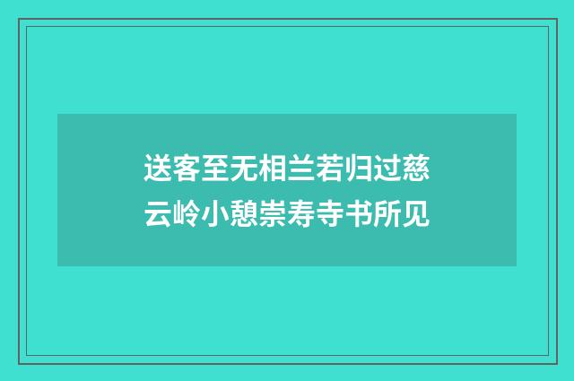 送客至无相兰若归过慈云岭小憩崇寿寺书所见