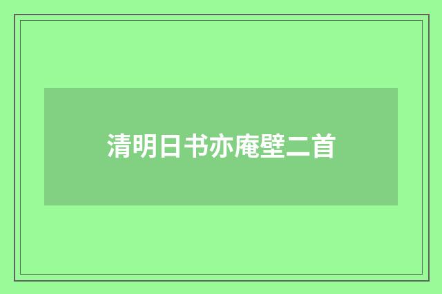 清明日书亦庵壁二首
