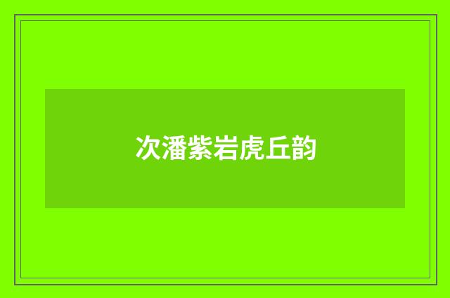 次潘紫岩虎丘韵