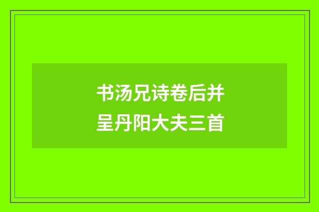 书汤兄诗卷后并呈丹阳大夫三首