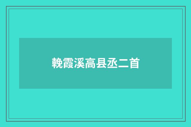 輓霞溪高县丞二首