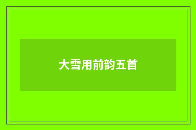 大雪用前韵五首