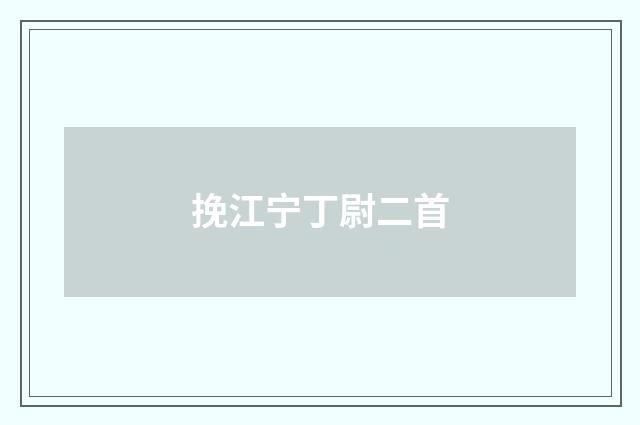 挽江宁丁尉二首