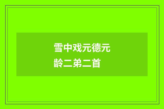 雪中戏元德元龄二弟二首