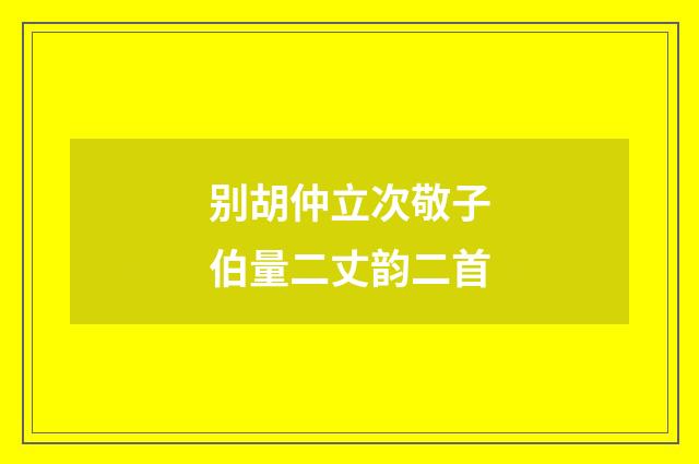 别胡仲立次敬子伯量二丈韵二首