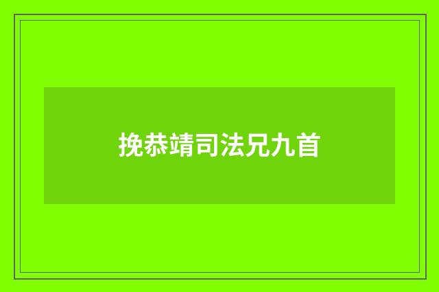 挽恭靖司法兄九首