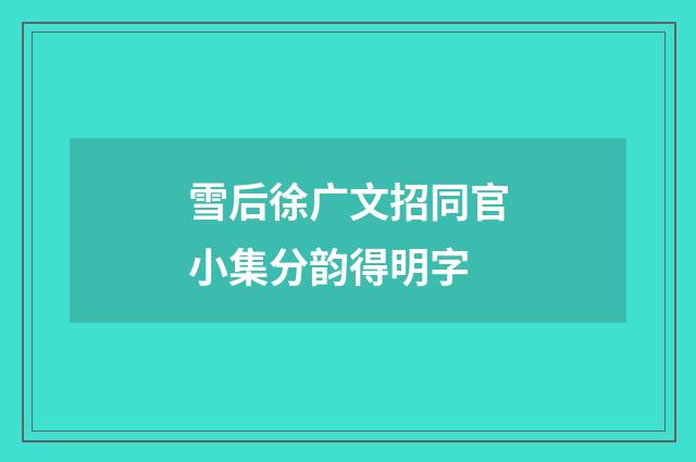 雪后徐广文招同官小集分韵得明字