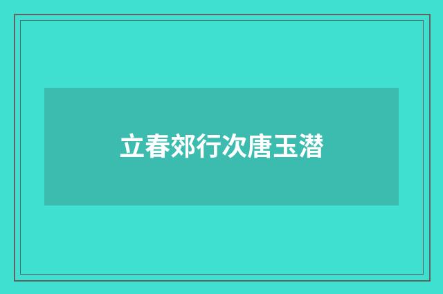 立春郊行次唐玉潜