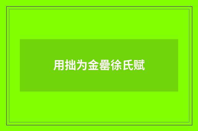 用拙为金罍徐氏赋