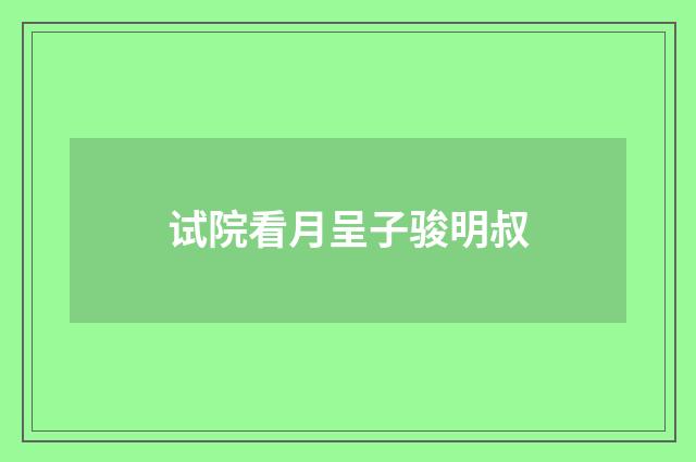 试院看月呈子骏明叔