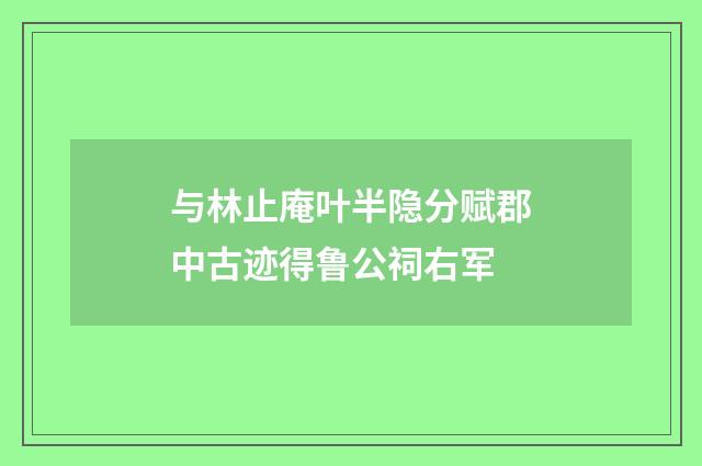 与林止庵叶半隐分赋郡中古迹得鲁公祠右军