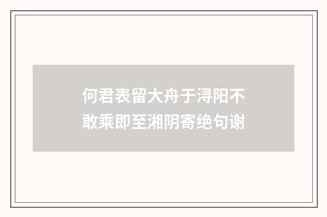 何君表留大舟于浔阳不敢乘即至湘阴寄绝句谢