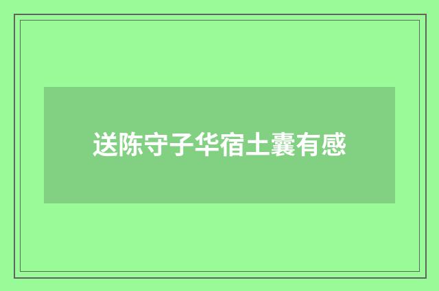 送陈守子华宿土囊有感